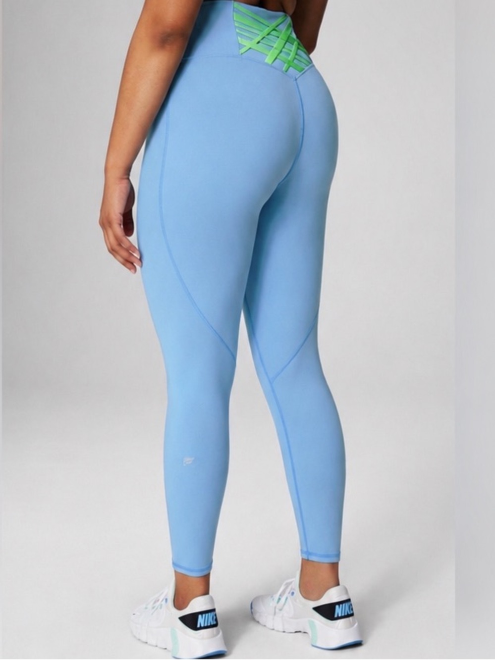 Fabletics Powerhold 7/8 length Bali blue boost leggings size L high waisted NWT